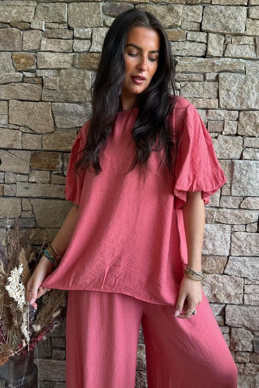 Randles Puff Sleeve Blouse Rhubarb Rose